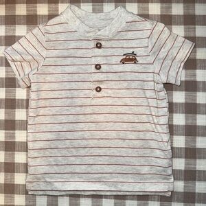 Carter's Gray and Burnt Orange Striped  Shirt